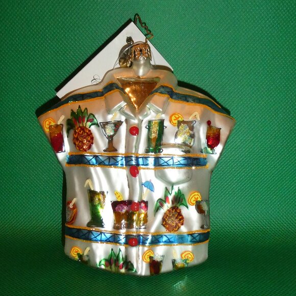 Christopher Radko Blown Glass Hawaiian Shirt Christmas Ornament - Picture 1 of 11